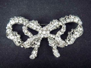 Bridal Bow  Cake topper Rhinestone Brooch pin PI426