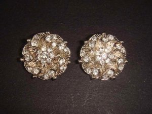 2 pc Bridal dress crystal sewing Rhinestone button BN4