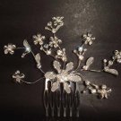 Bridal Flower crystal Rhinestone Hair tiara Comb RB351