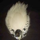 Bridal Feather white Fascinator rhinestone clip BA143