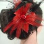 Bridal Feather Black silk flower Peacock pin clip BA141