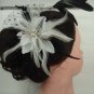 Bridal Feather Black silk flower Peacock pin clip BA141