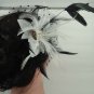 Bridal Feather Black silk flower Peacock pin clip BA141