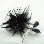 Bridal Feather Black silk flower Peacock pin clip BA141