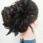 Bridal Feather Black silk flower Peacock pin clip BA141