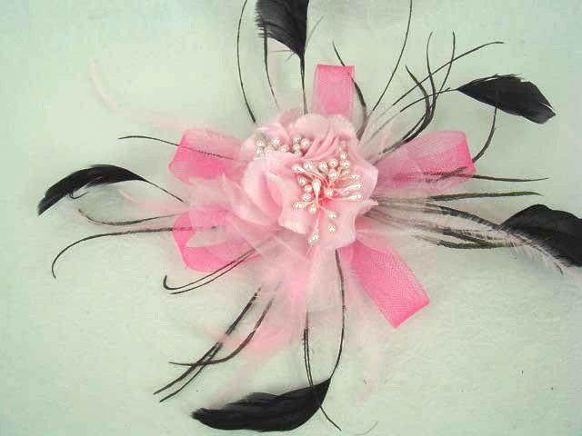 Bridal Feather Fascinator hair flower brooch clip BA111