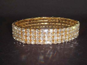 4 row Bridal Stretchy Rhinestone Bangle Bracelet BR54