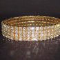4 row Bridal Stretchy Rhinestone Bangle Bracelet BR54