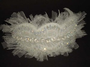 Bridal White bead applique Fascinator Headband HR133