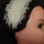 Bridal White bead applique Fascinator Headband HR133