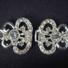 Vintage style dress Rhinestone clasp hook button BU28