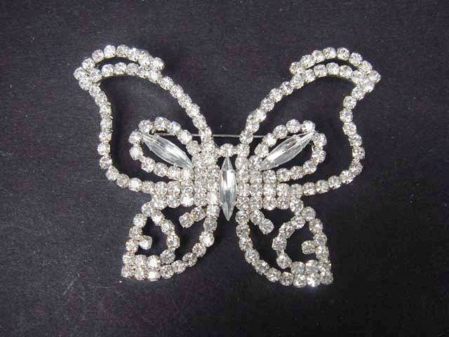 Bridal dress butterfly Rhinestone Brooch pin PI409