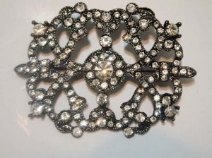 Bridal Vintage Style black Rhinestone Brooch pin PI433