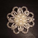 Bridal Faux Pearl Crystal Rhinestone Brooch pin PI349