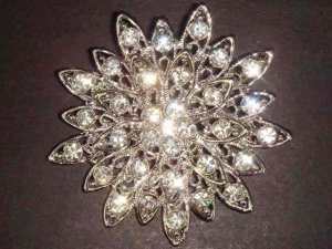 Bridal Vintage style Cake decoration topper Crystal Rhinestone Brooch pin PI06