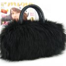Wedding Prom Black Purse Faux Fur Shoulder bag handbag LB7