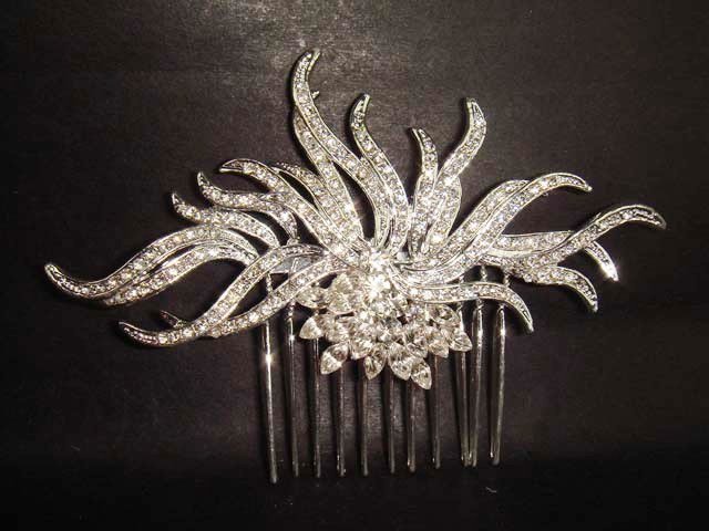 Bridal Rhinestone Flower Vintage style crystal hair tiara comb RB326