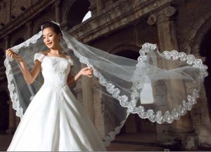 Bridal Cathedral Wedding Off White Veil 5m V03