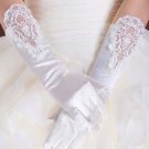 14' Bridal Eilbow Ivory Lace Satin Hand Gloves S44