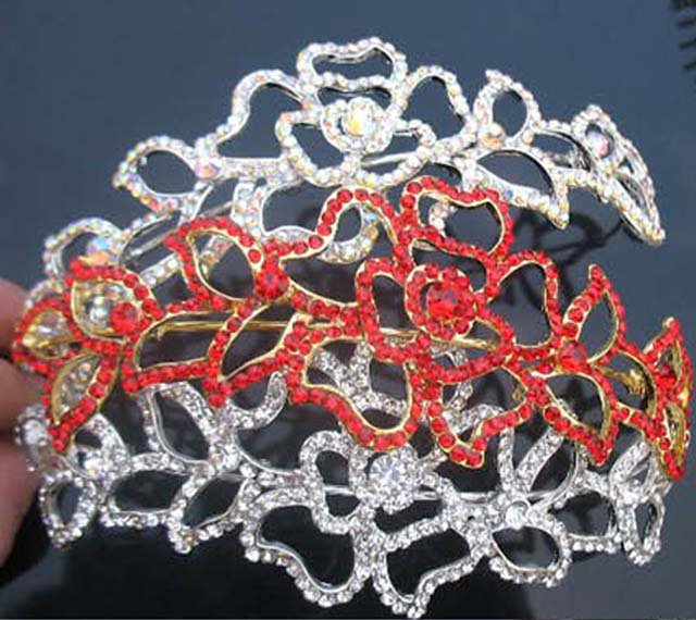 Bridal Flower Rhinestone headpiece headdress crystal crown Hair tiara HR168