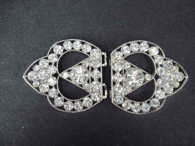 Vintage Style Rhinestone clasp hook buckle button BU19