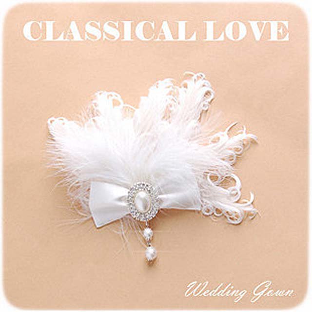 Bridal Feather Bow Fascinator rhinestone clip BA158