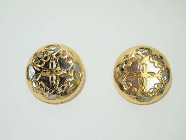 1" 2 pc crystal repair Dress gold tone Rhinestone button BN30