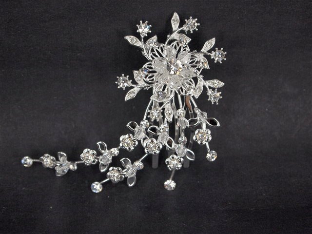 Bridal Crystal Flower Rhinestone Hair tiara Comb RB495