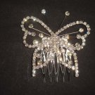 Bridal Rhinestone Butterfly gold tone Headpiece crystal Hair Tiara Comb RB531