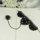 Sexy Belly Dance rose flower Black Lace gothic slave Bracelet thin hand BR216
