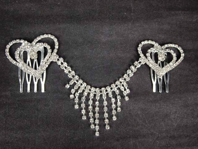Bridal Rhinestone heart crystal Hair tiara Comb RB478
