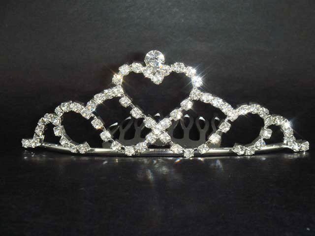 Bridal Rhinestone heart crystal hair tiara comb crown C41