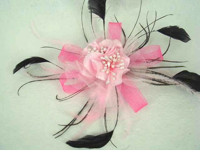 Bridal Red White Pink Purple Feather Fascinator hair flower brooch clip BA111