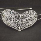 Bridal Rhinestone Heart headpiece AB crystal Hair tiara Comb HR170