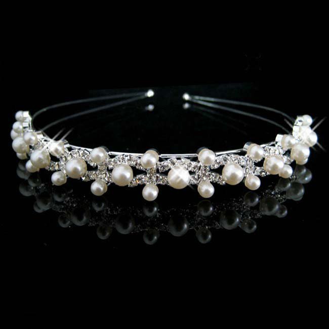 Bridal Rhinestone Faux pearl headpiece crystal Hair tiara Comb HR165