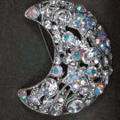 Bridal Rhinestone moon AB crystal scarf cake dress decoration Brooch pin PI551