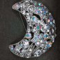 Bridal Rhinestone moon AB crystal scarf cake dress decoration Brooch pin PI551