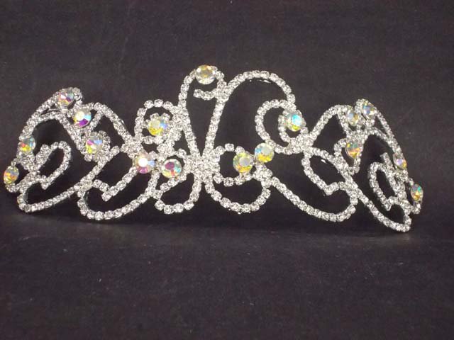 Bridal Rhinestone AB crystal Bow topknot headpiece Hair headdress Tiara HR176