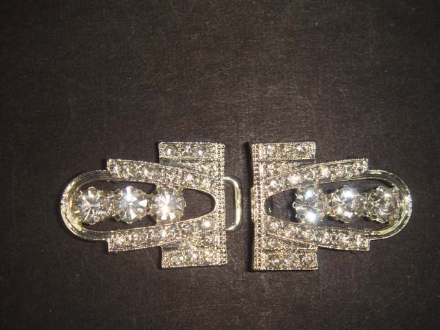 Vintage style Rhinestone clasp hook buckle button BU49