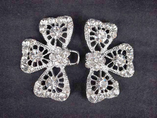 Bridal vintage style Rhinestone clasp hook buckle button BU62