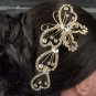 Bridal Rhinestone Butterfly gold tone crystal Hair tiara Comb RB480
