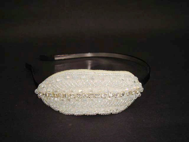 Bridal applique rhinestone Fascinator Headband HR135