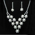 Bridal Faux pearl Rhinestone crystal Hair tiara comb earring necklace set NR284