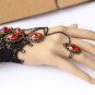 Gothic sexy Lolita Red Bead dangle Black Victorian style Choker necklace NR362