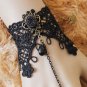 Gothic Lolita Black Flower lace Belly dance bracelet necklace set BR304