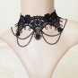Gothic Lolita Black Flower lace Belly dance bracelet necklace set BR304