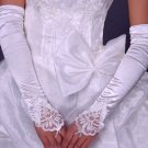 17" Bridal prom sexy white ivories Lace Satin Fingerless Gloves S146