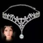 Bridal Rhinestone Crystal Prom Crown dangle Flower Hair tiara necklace HR198
