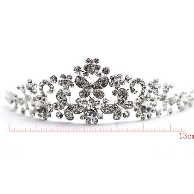 Bridal Butterfly Rhinestone Crystal necklace earring set Hair tiara crown NR347