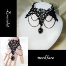 Sexy Rhinestone Belly dance Black Lace gothic Bracelet necklace set BR248